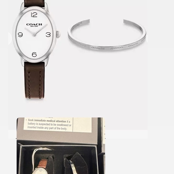 Coach Silver and Brown Leather Watch Set - Picture 3 of 3
